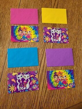 Vintage Lisa Frank Set of 4 Unused Mini Note Cards and Envelopes